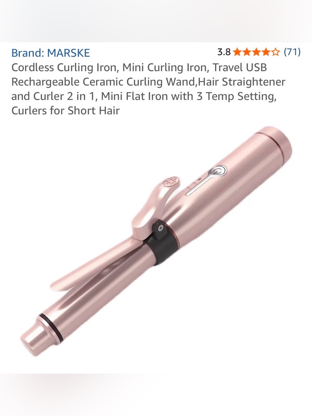Marske Mini Cordless hair Curlet– Travel USB Rechargeable Hair Styler